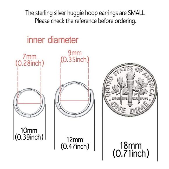 NWT .925 Sterling Silver Huggie Earrings (2 pairs) - Picture 2 of 3